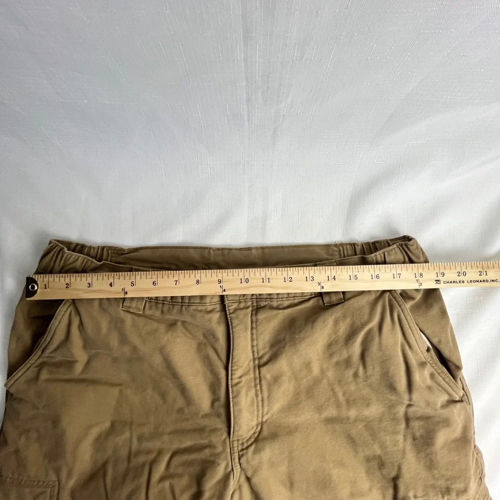 LL Bean Cargo Pants Mens 38x30 Brown Fleece Lined Cotton Canvas Outdoor 277830‎
